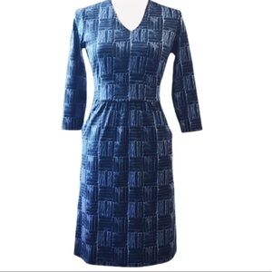 J. McLaughlin Emma Dress Catalina Cloth Black Blue White Size Medium